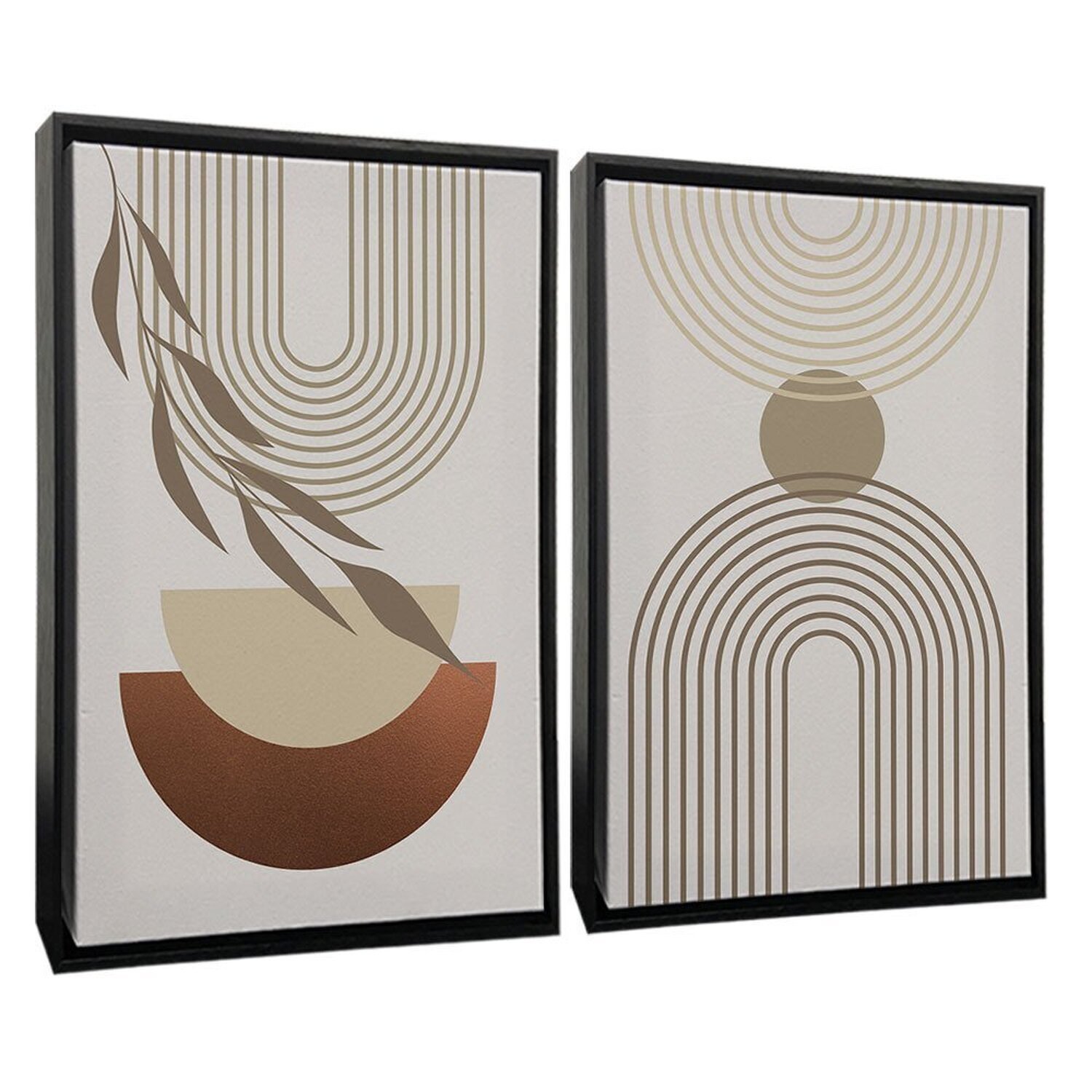 Quadro Decorativo 2 Telas Geo Folha Diversos Tamanhos - 2