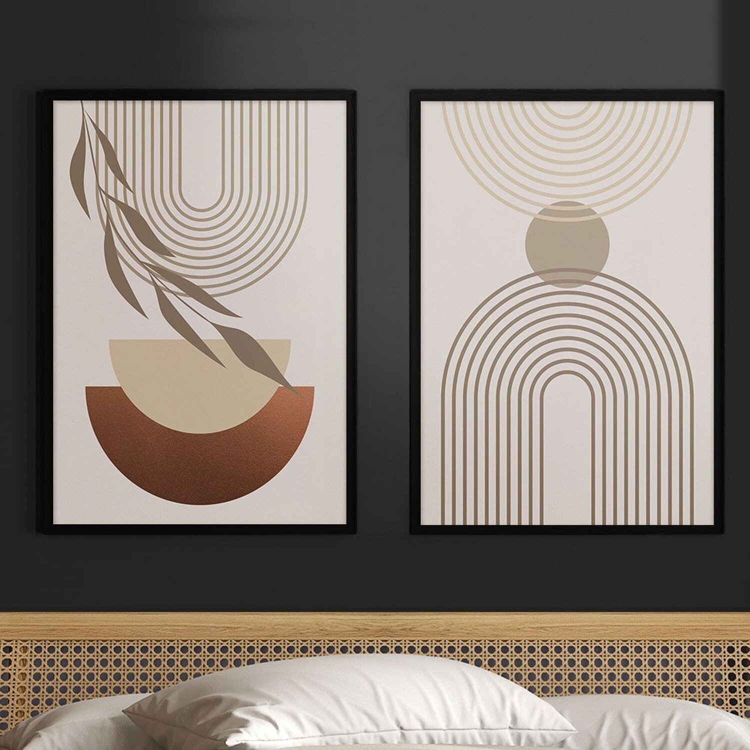 Quadro Decorativo 2 Telas Geo Folha Diversos Tamanhos - 1