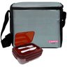 Kit Bolsa Térmica 8L Marmita De Vidro Hermética Vermelho 1L Com Divisória Talheres Sanremo - 1