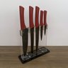 Conjunto de Facas Vermelhas C/ Suporte Gourmet - 5