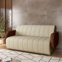Ver imagem 1 de Sofá Decorativo Living Sala de Estar Bornéu 148cm Pés de Madeira Pu/linho Marrom/bege G33 - Gran Bel