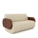 Ver imagem 2 de Sofá Decorativo Living Sala de Estar Bornéu 148cm Pés de Madeira Pu/linho Marrom/bege G33 - Gran Bel