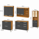 Ver imagem 6 de Cinza Cozinha Modulada MDF com Portas de Vidro Burguesa Marrom/Freijó/Cinza - Nesher