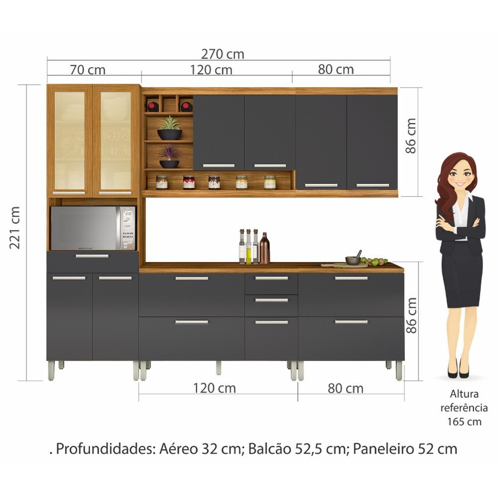 Cozinha com 5 Peças Burguesa Premium MDF Nesher - 11