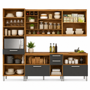 Ver imagem 5 de Cinza Cozinha Modulada MDF com Portas de Vidro Burguesa Marrom/Freijó/Cinza - Nesher