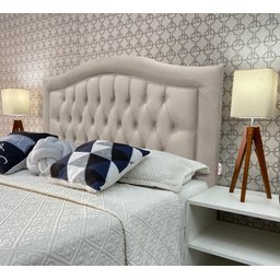 Cabeceira Queen Estofada Capitone Provençal Suede Bege 160 X 60 Rbl - 1
