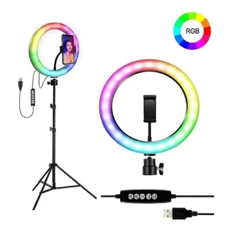 Ring Light Rgb Colorida 12 Polegadas Led 30cm + Tripé 2m - 3