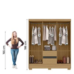 Guarda Roupas Casal 6 Portas 2 Gavetas Coimbra Aramóveis Madeirado/grafite - 6