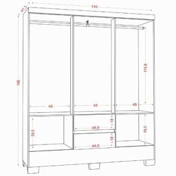 Guarda Roupas Casal 6 Portas 2 Gavetas Coimbra Aramóveis Madeirado/grafite - 4