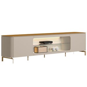 Rack para Sala de Estar Tv 85 Pol com Led Elysia L05 Tauari Off White Fosco - Lyam Decor