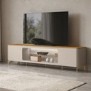 Ver imagem 1 de Rack para Sala de Estar TV 85 pol com LED Elysia L05 Tauari Off White Fosco - Lyam Decor