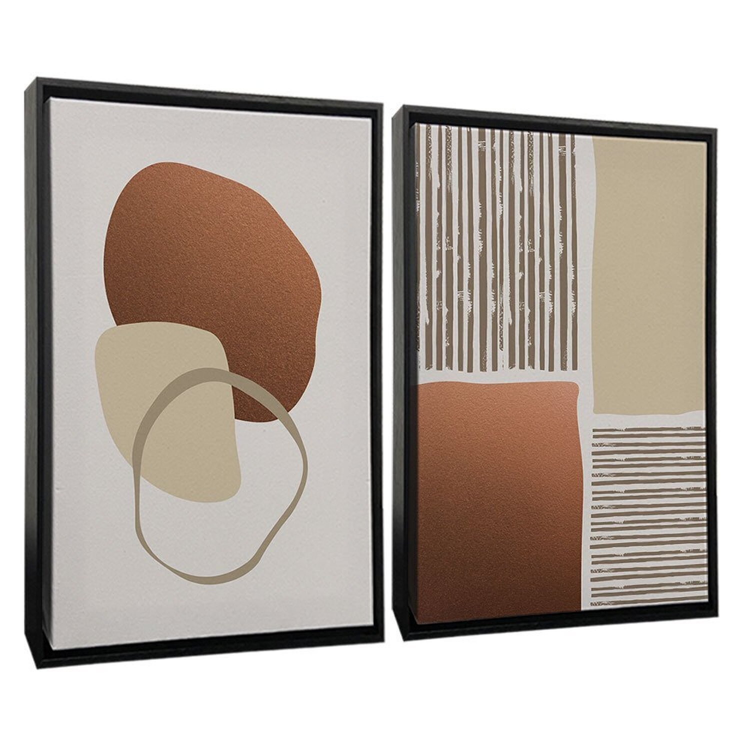 Quadro Decorativo 2 Telas Geo Terracota Diversos Tamanhos - 2
