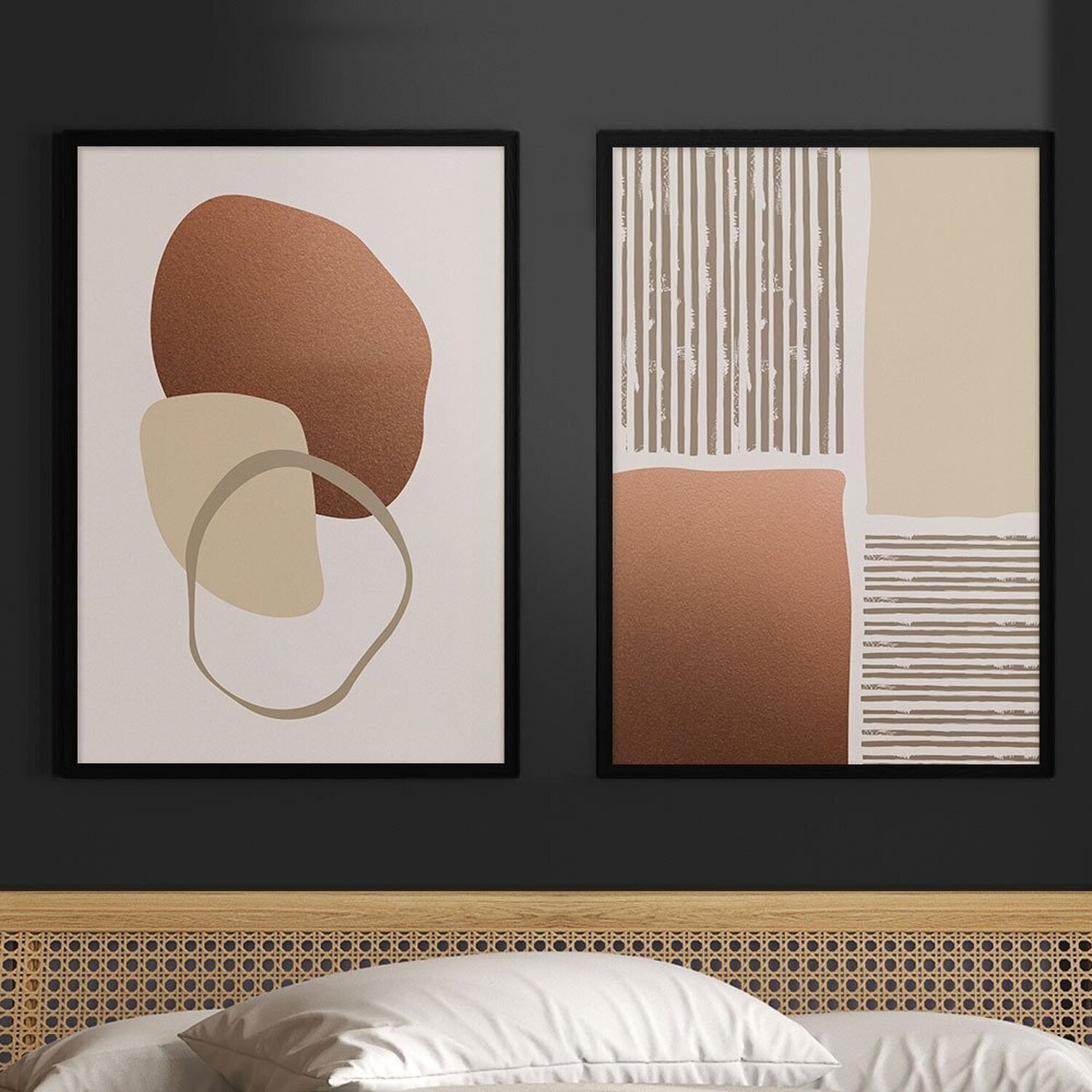 Quadro Decorativo 2 Telas Geo Terracota Diversos Tamanhos - 1