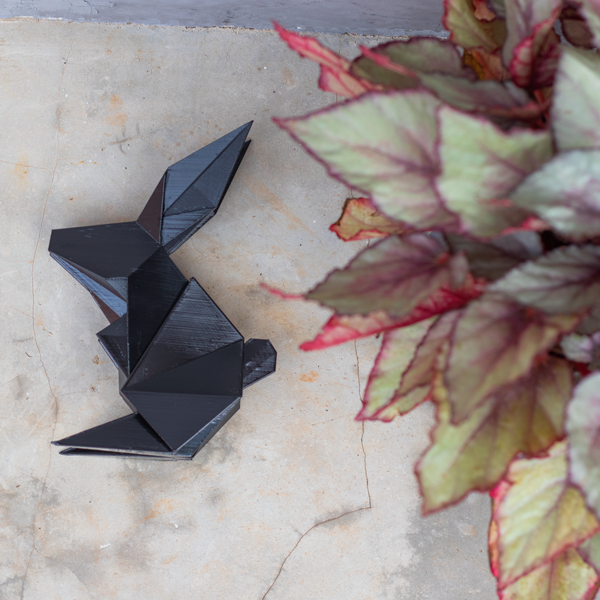 Escultura de Coelho, tipo origami - Preto - 2