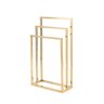 Toalheiro Porta Toalha de Piso Triplo Linha Larissa em Aço Inox 304 Dourado Brilhante Stainless - 1