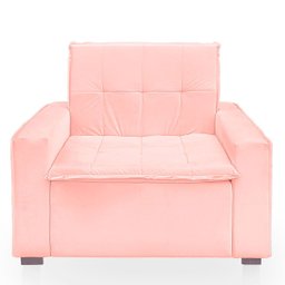 Poltrona Cama com Puff para Sala Confortavél Moderna Suede - 4