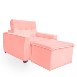 Poltrona Cama com Puff para Sala Confortavél Moderna Suede - 6