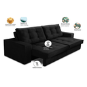 Ver imagem 3 de Sofá Retrátil 2 Lugares 1,50m com Molas Mara Suede Preto