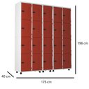 Ver imagem 2 de Armário Roupeiro Aço 20 Portas Academia Guarda Volume Trinco Vermelho