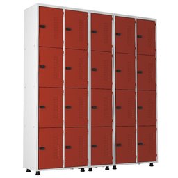 Armário Roupeiro Aço 20 Portas Academia Guarda Volume Trinco Vermelho - 1