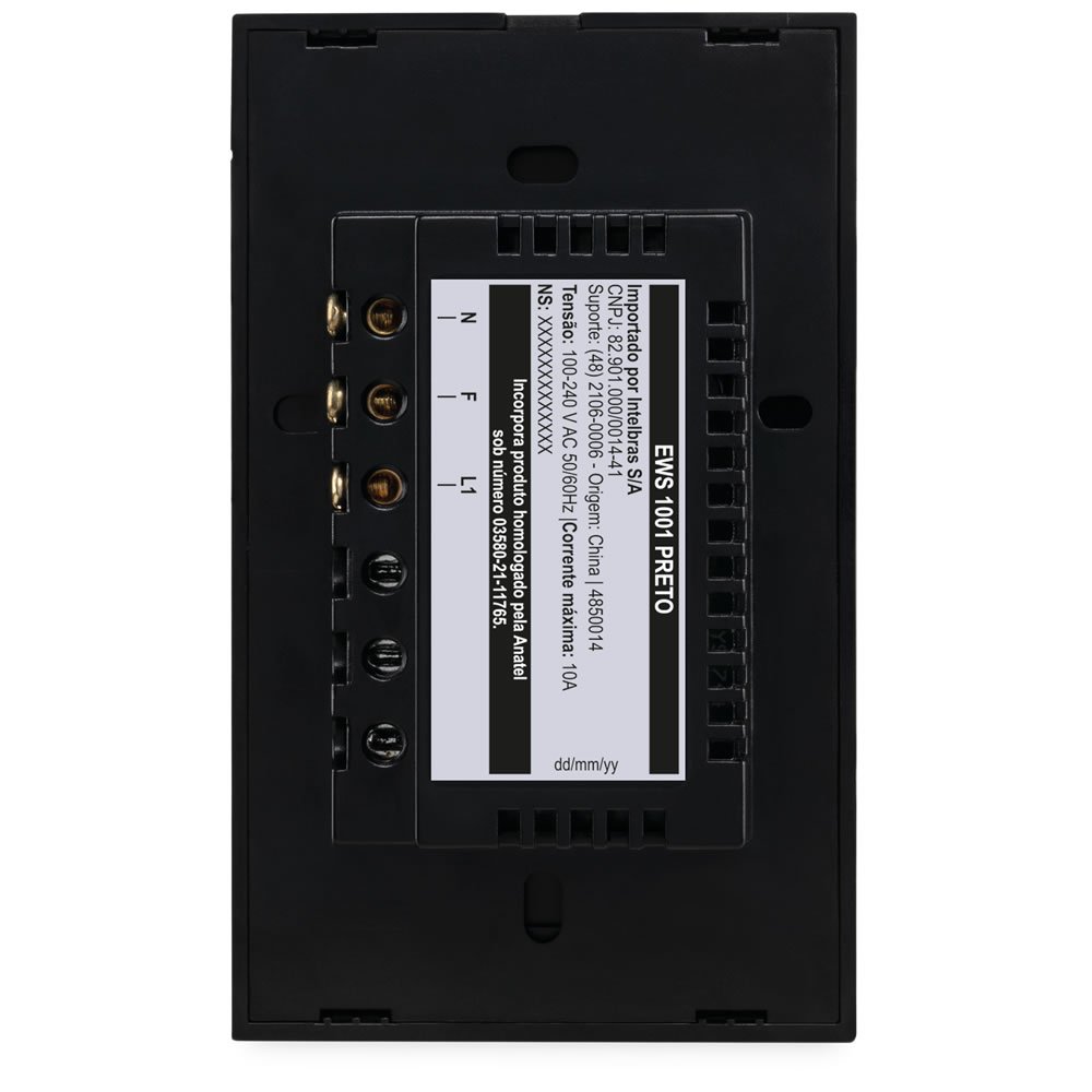Interruptor Smart Wi-Fi Touch 1 Tecla EWS 1001 Preto Intelbras - 8