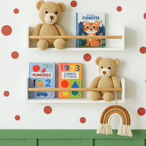 Kit com 2 Prateleiras de Parede para Livros 50cm – Mdf Slim Infantil
