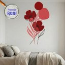 Ver imagem 3 de Adesivo Floral Boho Vermelho Estilo Nórdico 88x150 Minimalista Abstrato
