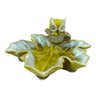 Saboneteira Folha com Coruja Amarela em Cerâmica - 13x12,5 cm - 2