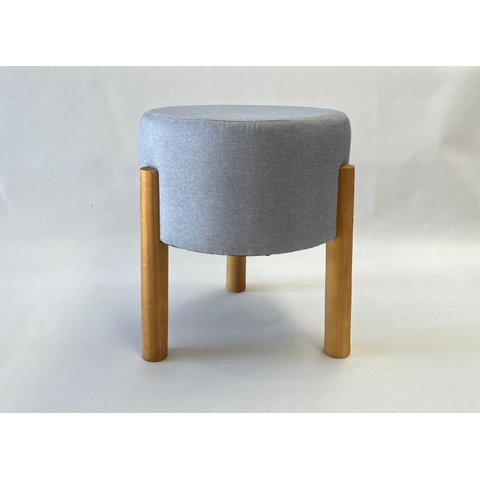 Kit 2 Puff com Pés de Madeira:cinza