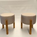 Ver imagem 3 de Kit 2 Puff com Pés de Madeira:cinza