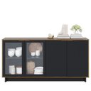 Ver imagem 3 de Balcão Aparador Buffet Vicky C05 Noce Milano/Preto Fosco - Mpozenato