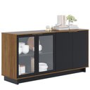 Ver imagem 1 de Balcão Aparador Buffet Vicky C05 Noce Milano/Preto Fosco - Mpozenato