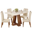 Ver imagem 1 de Mesa Jantar Kiara e 4 Cadeiras Yasmin Freijo Linho Neve Dj Moveis