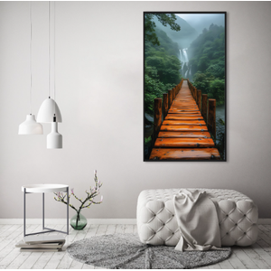 Quadro Decorativo Paisagem Ponte de Madeira em Cachoeira