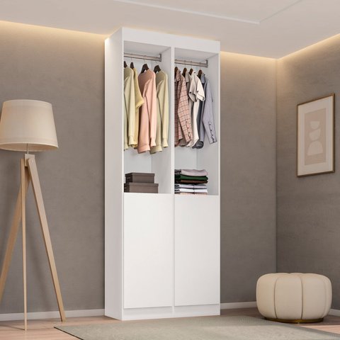 Guarda-Roupa 2 Módulos Roupeiro Closet Sapateira 1 Porta Versatille Yescasa