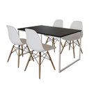 Ver imagem 6 de Mesa Industrial Base Ferro Branco Tampo 137X90 Preto 4 Cadeiras Madeira Assento Branco Preto