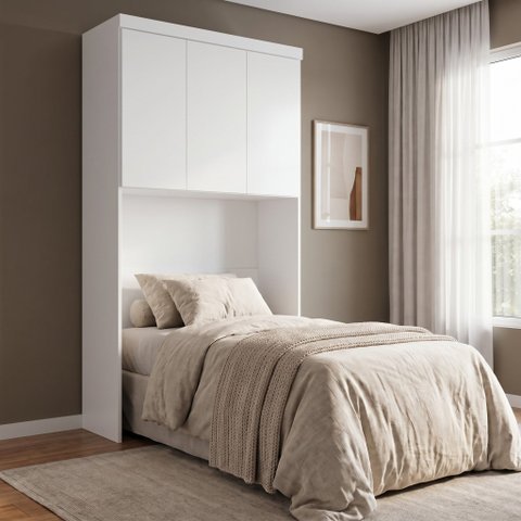Módulo de Guarda Roupa Aéreo Ponte Solteiro 126,3cm 100% MDF Cairo Branco/Neve