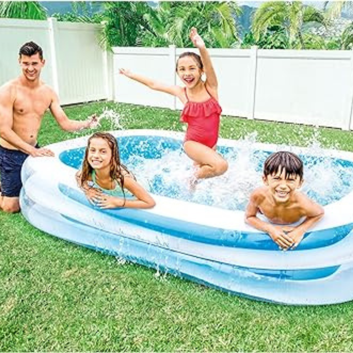 Piscina Inflável Intex 770l Familiar 2,62m + Bomba Ar Manual Cor:azul - 4