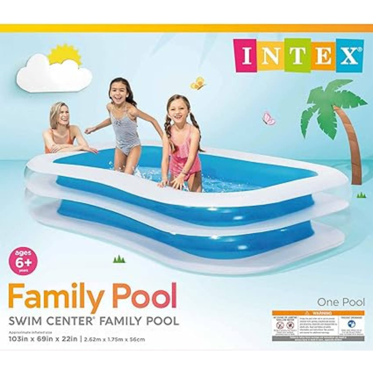 Piscina Inflável Intex 770l Familiar 2,62m + Bomba Ar Manual Cor:azul - 5