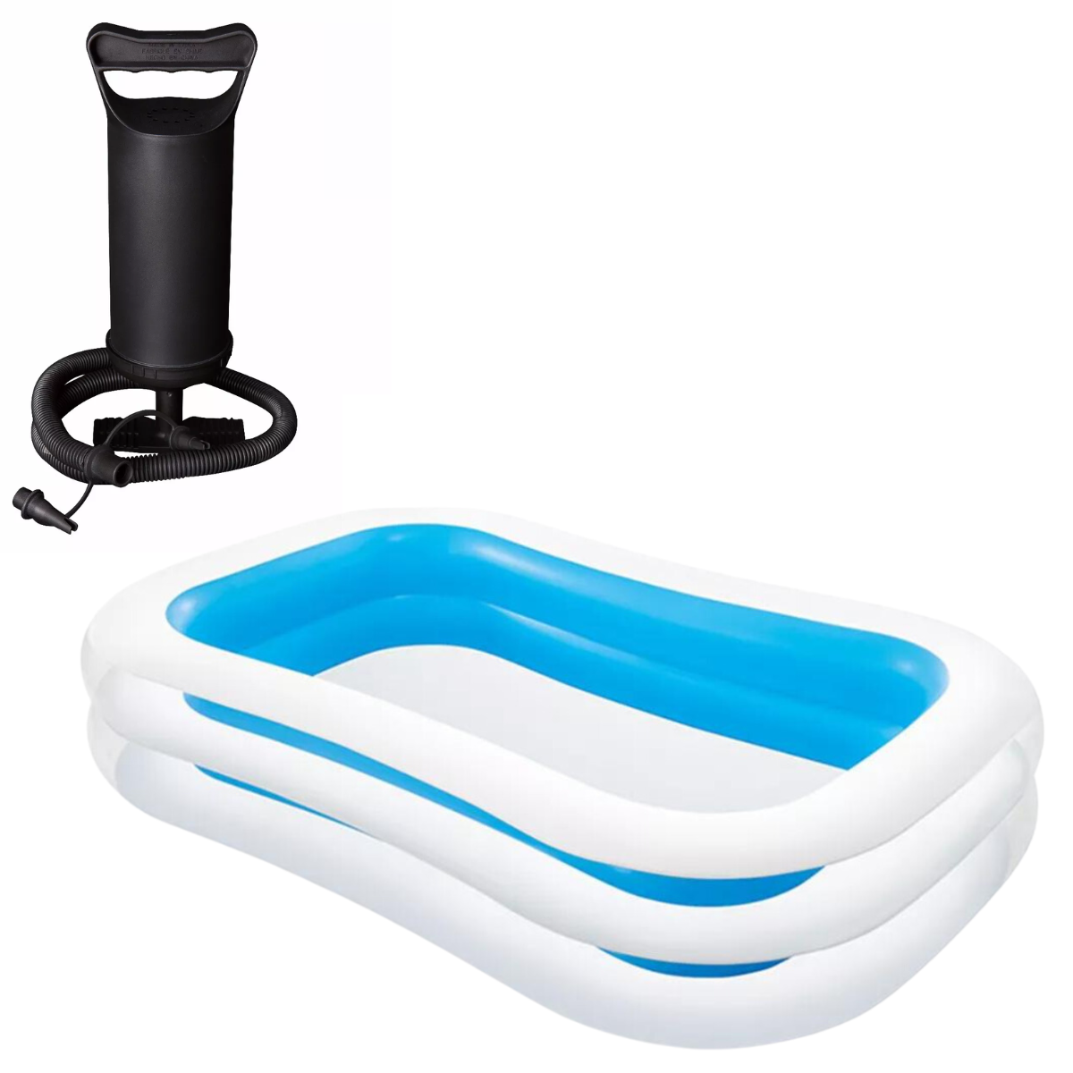 Piscina Inflável Intex 770l Familiar 2,62m + Bomba Ar Manual Cor:azul - 1