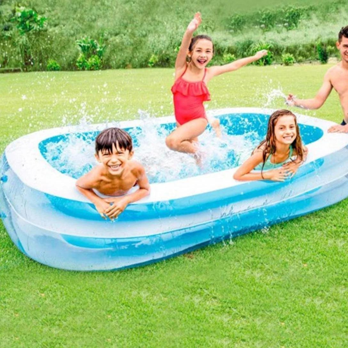 Piscina Inflável Intex 770l Familiar 2,62m + Bomba Ar Manual Cor:azul - 6
