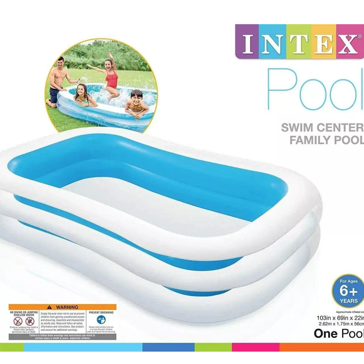Piscina Inflável Intex 770l Familiar 2,62m + Bomba Ar Manual Cor:azul - 7