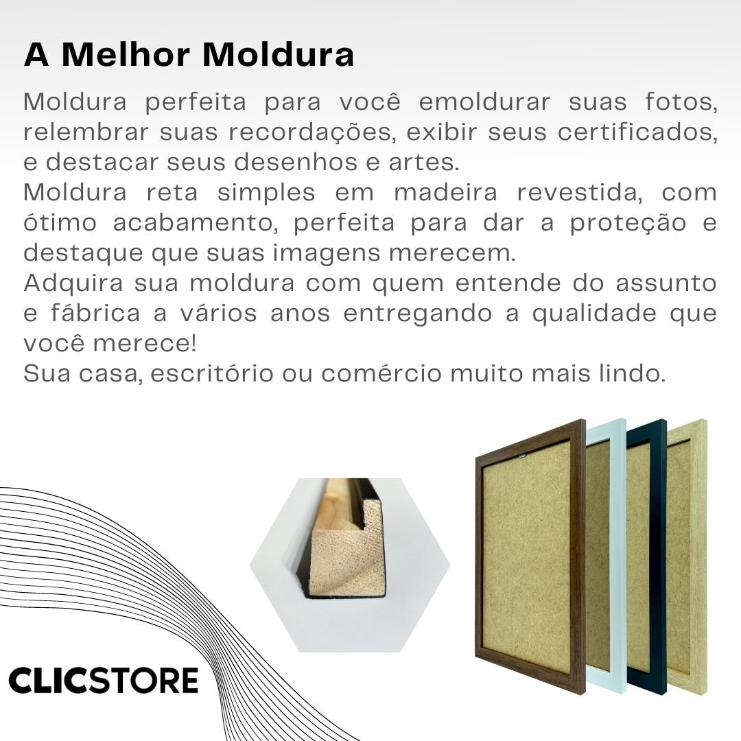 Kit 05 Moldura A3 30x42cm com Fundo para Quadros Diplomas Certificados Fotos Cor:preto - 5