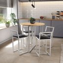 Ver imagem 1 de Conjunto Mesa 4 Cadeiras Estofado Tampo Pinus Redondo Industrial White