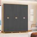Ver imagem 1 de Guarda-roupa Noronha com Maleiro Interno 6 Portas 4 Gavetas Nature/alasca 100% Mdf - Vila Rica