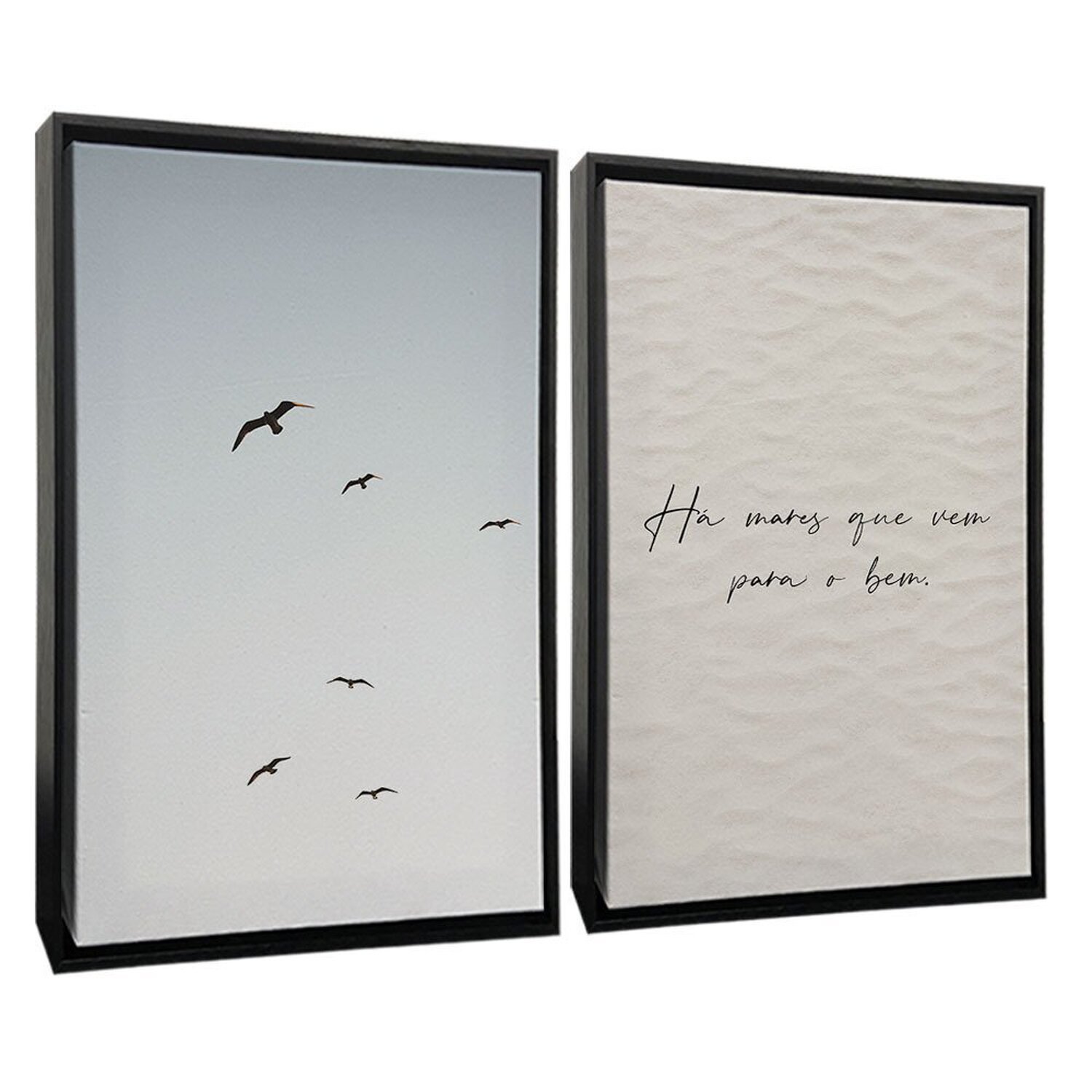 Quadro Decorativo 2 Telas Pássaros e o Mar Diversos Tamanhos - 2