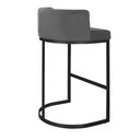 Ver imagem 1 de Banqueta Alta Estofada Estrutura Aço Carbono Belly Ii Base Preto 65cm Suede Cinza