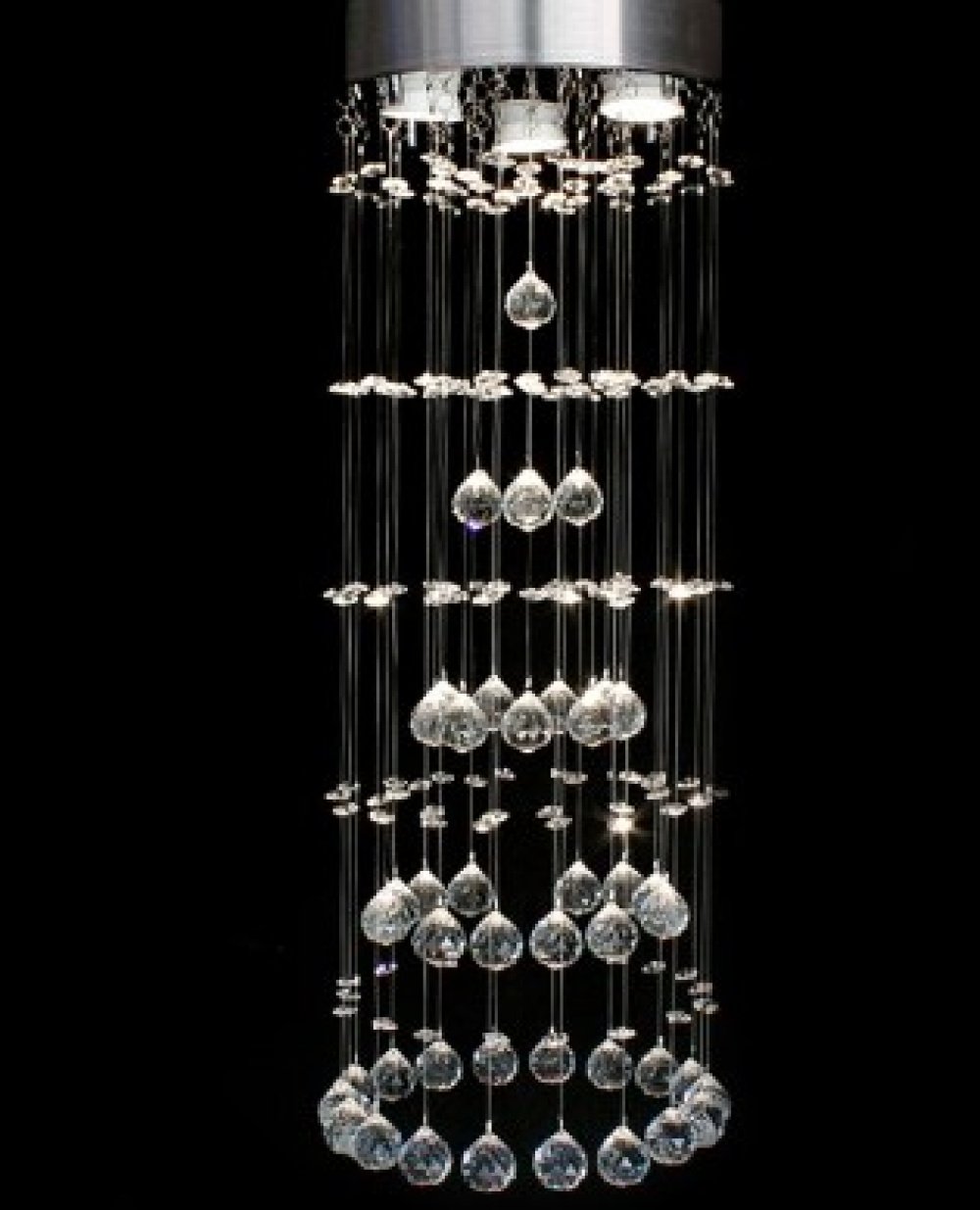 Lustre Redondo para Sala, Quarto, Hall, Sala de Jantar, Cozinha em Cristal K9:100cm - 1
