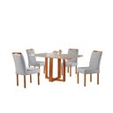 Ver imagem 1 de Conjunto Sala de Jantar 4 Lugares Londres Mesa e Cadeiras Madeira Maciça e Tecido Linho Prata