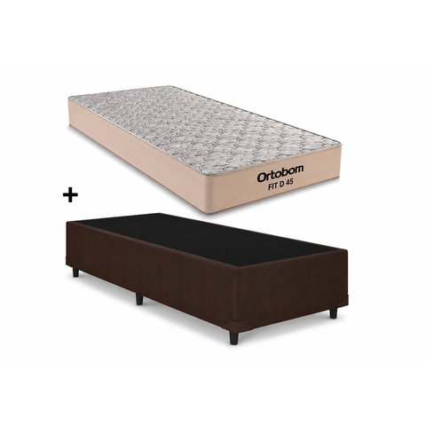 Cama Box Base Solteiro Marrom Colchao Fit D45 88x188x20 - Ortobom